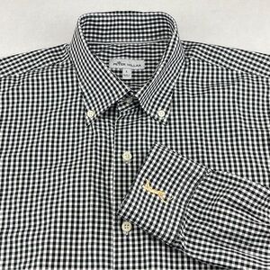 Peter Millar Shirt Mens Large Black Check Cotton Silk Long Sleeve The Players